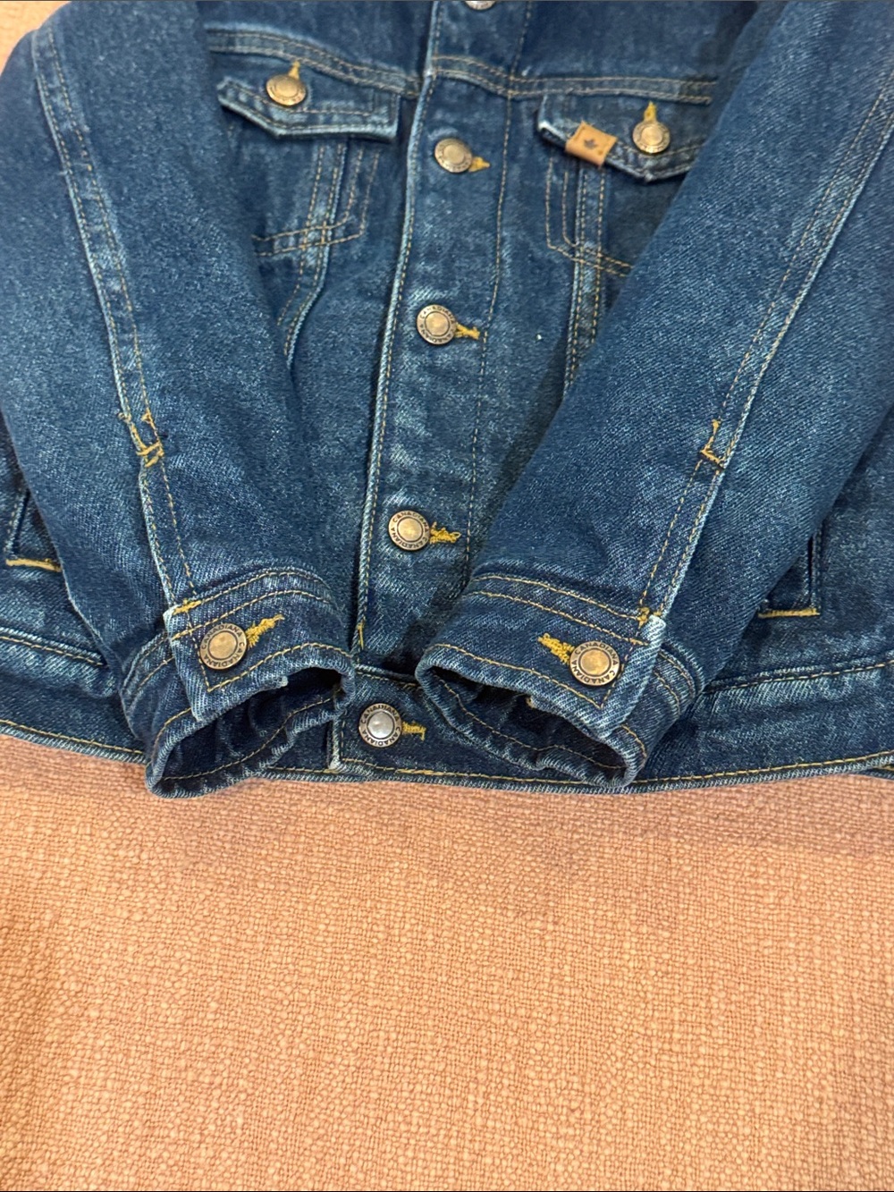 Child / Kids Blue Denim Jacket with Red plaid Sherpa interior & Collar - Picture 8 of 13